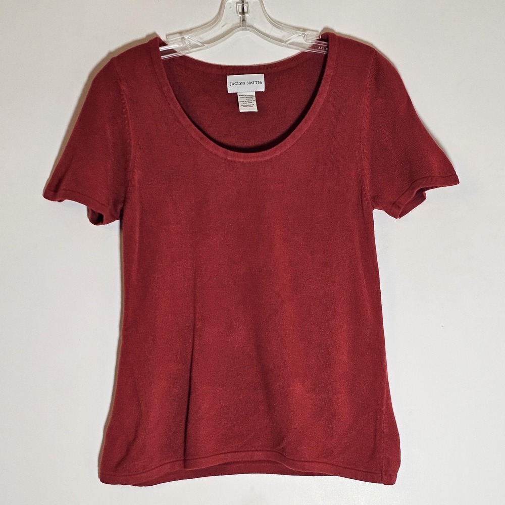 Jaclyn Smith Sweater Womens Small Red Short Sleeve Knit Top Shirt Acrylic Classy